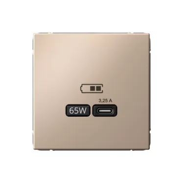 ARTGALLERY USB розетка тип-С 65Вт высокоскор.заряд. QC, PD, механизм, песочный