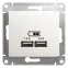 GLOSSA USB РОЗЕТКА A+С, 5В/2,4А, 2х5В/1,2 А, механизм, ПЕРЛАМУТР