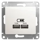                  GLOSSA USB РОЗЕТКА A+С, 5В/2,4А, 2х5В/1,2 А, механизм, ПЕРЛАМУТР
               