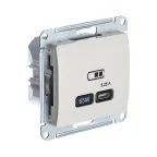                  GLOSSA USB РОЗЕТКА тип-C 65W высокоскор.заряд. QC, PD, механизм, БЕЖЕВЫЙ
               
