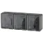 Розетка 3х2P+E IP54, шторки, 16A-250В, ОУ, Эра Эксперт, серый, 11-2406-03