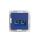                  ATLASDESIGN РОЗЕТКА двойная компьютерная RJ45+RJ45, кат.5E, механизм, АКВАМАРИН
               