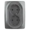 Розетка 2X2P+E Schuko со шторками , 16A-250В, Эра12, графит, 12-2108-12