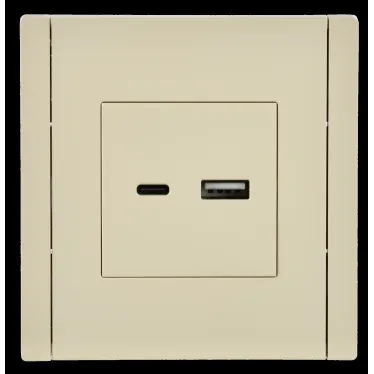 FORTE@PIANO Розетка USB A+C 18Вт FP451 ваниль IEK