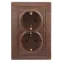 Розетка 2X2P+E Schuko, 16А-250В, СУ, Plano, венге, 1-205-10