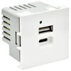                  PRIMER РКЮ-25-40-П Розетка USB A+C 5В 4,2А (2 модуля) белая IEK
               