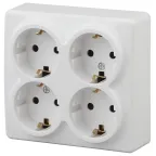 Розетка 4х2P+E Schuko со шторками, 16A-250В, ОУ, Эра Эксперт, белый, 11-2211-01