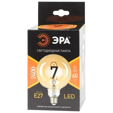 Лампа светодиодная филаментная F-LED G95-7W-824-E27 spiral gold (филамент, шар спир зол, 7Вт, тепл, E27) (20/560)