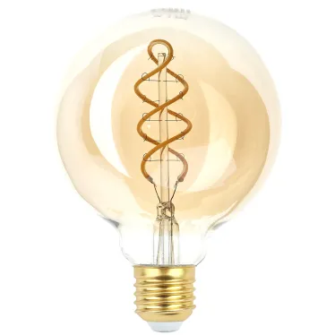 Лампа светодиодная филаментная F-LED G95-7W-824-E27 spiral gold (филамент, шар спир зол, 7Вт, тепл, E27) (20/560)