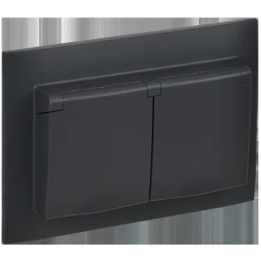 SKANDY Розетка 2-местная и крышкой 16А в сборе IP44 SK-R12G графит IEK