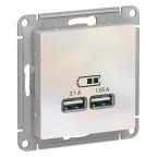                  Розетка ATLASDESIGN USB 5В 1 порт x 2,1 А 2 порта х 1,05 А механизм жемчуг
               