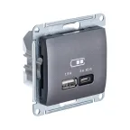                  GLOSSA USB РОЗЕТКА A + тип-C 45W высокоскор.заряд. QC, PD, механизм, ГРАФИТ
               