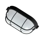                  Светильник для ЖКХ под лампу "Банник" 1402 Овал малый НПП 03-60-022 IP65 матовый /корпус с решеткой черный ГИ | 1005500941 | Элетех
               