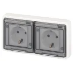 Розетка Эксперт 11-2524-01 2х2P+E гориз. IP55, шторки, 16A-250В, СУ, белый