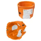 Установочная коробка СП D73х65 мм, 2-х компон., саморезы, пл. лапки, IP30, оранж., инд. штрихкод TDM