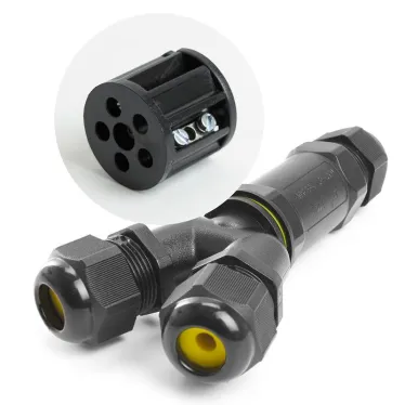 LD522/LD529 Соединитель-коннектор для проводов Y 3-контактный, водонепрониц. (клемма 3pin), черный | 41461 | Feron