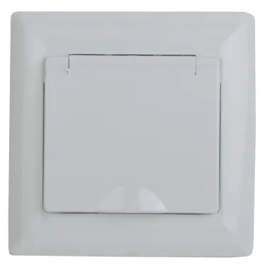 Розетка 2P+E Schuko с крышкой штор., 16А-250В, СУ, IP44, Solo, белый 4-209-01 Intro