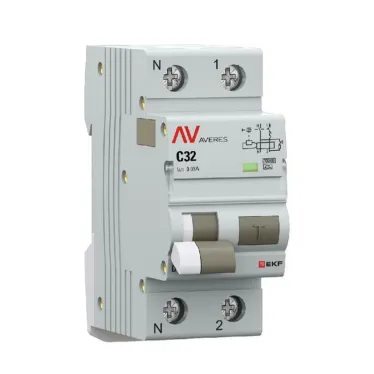 Дифференциальный автомат (УЗО) DVA-10 1P+N 32А (C) 30мА (A) 10кА AVERES | rcbo10-1pn-32C-30-a-av | EKF
