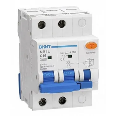 Выключатель автоматический дифференциального тока NB1L 2P C6 30mA тип AC 10kA (54mm) (R) | 205088 | CHINT