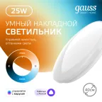 Светильник светодиодный накладной умный ДБО 25 Вт 2000 лм 2700-6500К AC 220В IP20 круг D400х70мм изменение цветовой температуры и диммирование управление по Wi-Fi Smart Home Gauss