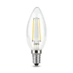                  Лампа светодиодная филаментная LED 9 Вт 710 лм 4100К свеча нейтральный E14 AC 220В прозрачная колба Black Filament Gauss
               