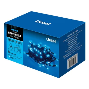 Гирлянда светодиодная  с контроллером  ULD-S1000-120/DBA BLUE IP67   10м. 120 диодов. синий свет. шнур черный. | UL-00005262 | Uniel