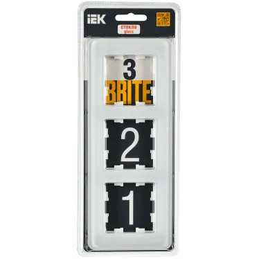 BRITE Рамка 3 поста РУ-3-2-Бр стекло белый RE IEK