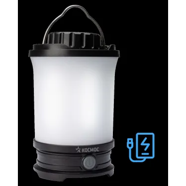 Фонарь кемпинговый аккумуляторный 10Вт LED/съемн Li-ion18650 2х2200mAh/Power-bank/USB-шнур, КОСМОС