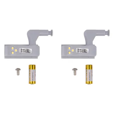 Светильник светодиодный ULK-C02 23A GREY SET2 пушлайт на петлю в кухонный шкаф, на батарейке 23A (в/к). Набор из 2 шт. Серый. ТМ Uniel
