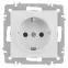 Розетка Intro Accent 6-202-01М 2P+E Schuko, 16А-250В, IP20, СУ, белый матовый