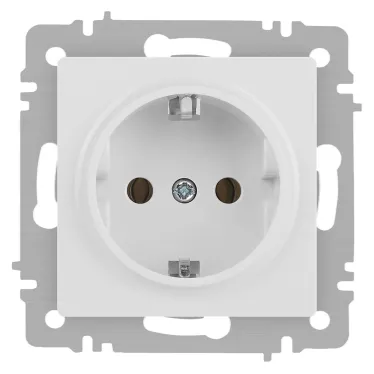 Розетка Intro Accent 6-202-01М 2P+E Schuko, 16А-250В, IP20, СУ, белый матовый
