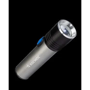 Фонарь ручной аккумуляторный 3Вт LED/линза/зум/Li-ion18650 1200mAh/анодир алюминий/USB-шнур, КОСМОС