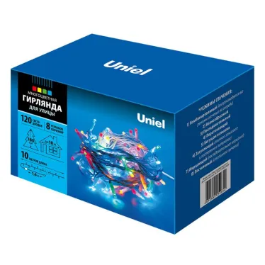 Гирлянда светодиодная  с контроллером  ULD-S1000-120/DWA MULTI IP67   120 диодов, 10 м, разноцветная, IP67, шнур белый | 07927 | Uniel