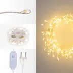                  Гирлянда светодиодная Роса Фейерверк с контроллером 20м 500LED теплый белый IP20 на катушке
               