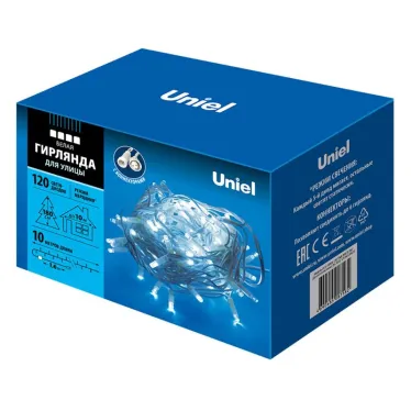 Гирлянда светодиодная  с эффектом мерцания  ULD-S1000-120/TWK WHITE IP67   10м. соед. 120 диодов. белый свет. шнур белый | UL-00001351 | Uniel