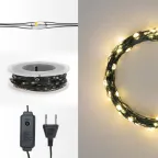                  Гирлянда светодиодная Роса с контроллером 30м 300LED теплый белый IP20 230В зеленый провод
               