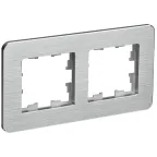                  BRITE Рамка 2 поста РУ-2-1-Бр металл алюминий RE AL IEK
               