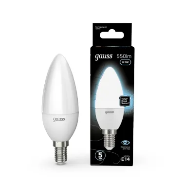 Лампа светодиодная LED 6.5 Вт 550 лм 4100К свеча нейтральный E14 AC 220В Black Gauss