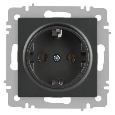 Розетка Intro Accent 6-202-07 2P+E Schuko, 16А-250В, IP20, СУ, графит