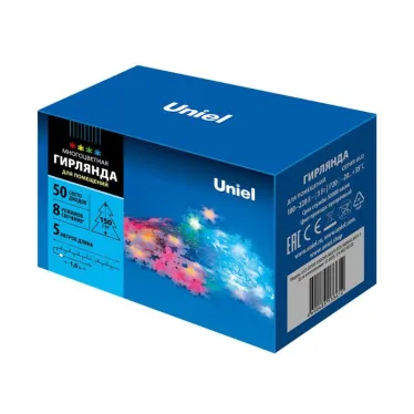 Гирлянда светодиодная с контроллером Снежинки-3  ULD-S0700-050/DTA MULTI IP20 SNOWFLAKES-3 50 диодов мульти, 7 м  IP20 шнур прозр | 07936 | Uniel