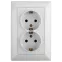 Розетка 2X2P+E Schuko, 16А-250В, СУ, Solo, белый, 4-205-01