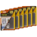                  Крючки набор силиконовые 6 шт 10х10 см хром до 2,5 кг (6 блистеров) SET6-SH1010-S1S-24 СИЛА
               