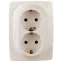 Розетка 2X2P+E Schuko со шторками , 16A-250В, Эра12, слоновая кость, 12-2108-02