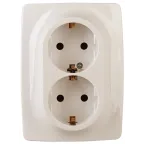 Розетка 2X2P+E Schuko со шторками , 16A-250В, Эра12, слоновая кость, 12-2108-02