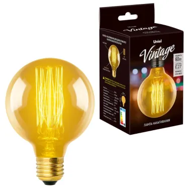 Лампа накаливания ЛОН Vintage IL-V-G80-60/GOLDEN/E27 VW01  «шар». нити VW | UL-00000478 | Uniel