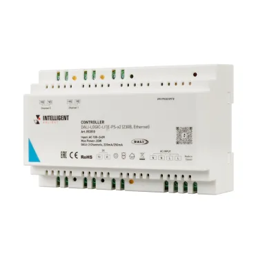 Контроллер INTELLIGENT ARLIGHT DALI-LOGIC-LITE-PS-x2 (230B, Ethernet) (IARL, IP20 пластик, 2 года)