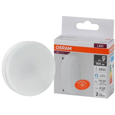 Лампа светодиодная LED 12 Вт GX53 6500К 960Лм таблетка 220 В (замена 100Вт) OSRAM