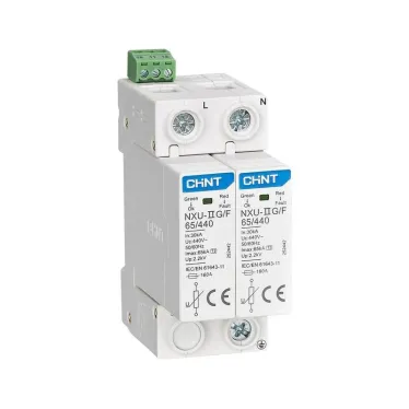 Ограничитель имп. перенапр. NXU-IIG/F 2P In-25kA Uc-440B Im-65kA (R) | 252442 | CHINT