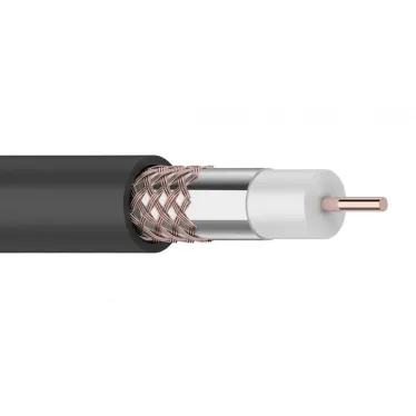 Кабель коаксиальный RG-6U+Cu, 75 Ом, Cu/Al/Cu, 64%, бухта 100 м, черный OUTDOOR, REXANT