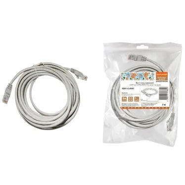 Патч-корд народный U/UTP Cat 5e 4PR 24AWG PVC, литой 7 м, серый | SQ0115-0007 | TDM